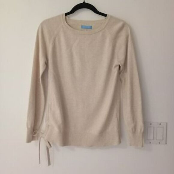 Burgess Beige Sweater With Side Tie Detail Cotton Cashmere Blend Womens Size S - Picture 1 of 8